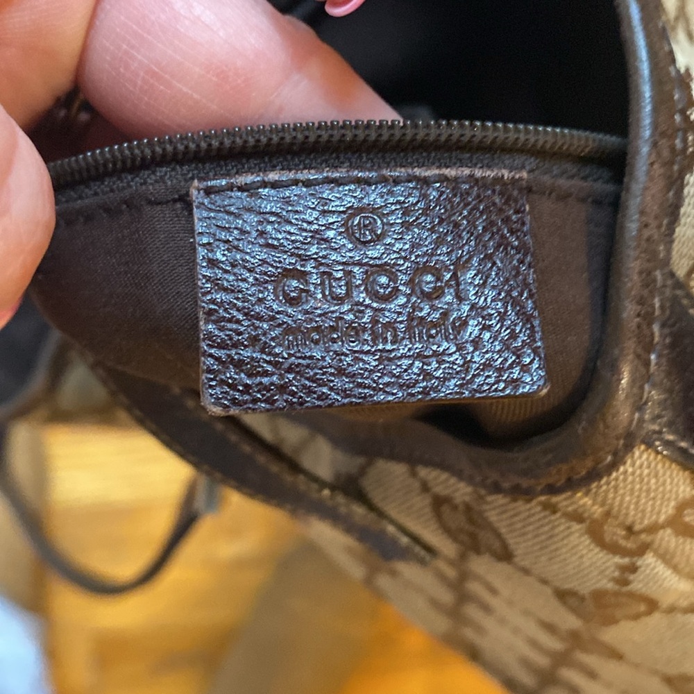 Gucci Brown Beige Monogram Canvas Hobo with Dark Brown Trim - Picture 3 of 6